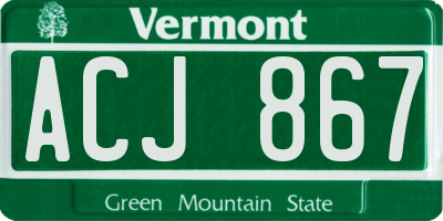 VT license plate ACJ867