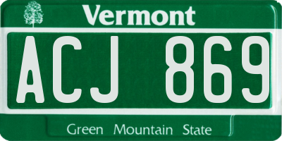 VT license plate ACJ869