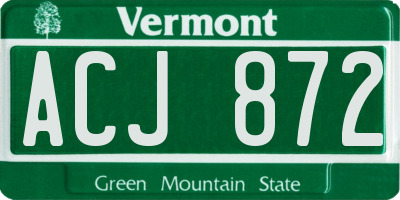 VT license plate ACJ872