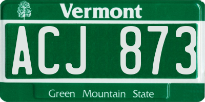 VT license plate ACJ873