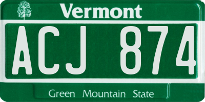 VT license plate ACJ874