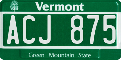 VT license plate ACJ875