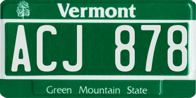 VT license plate ACJ878