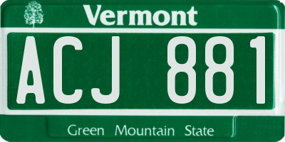 VT license plate ACJ881