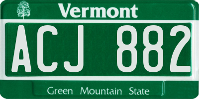 VT license plate ACJ882