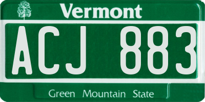 VT license plate ACJ883