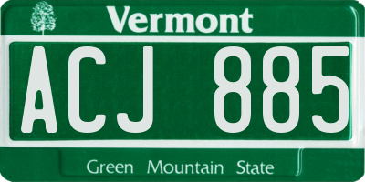 VT license plate ACJ885