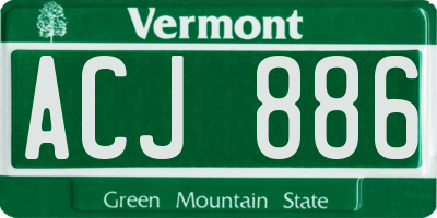 VT license plate ACJ886