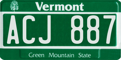 VT license plate ACJ887