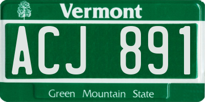 VT license plate ACJ891