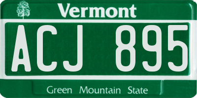 VT license plate ACJ895