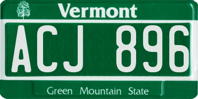 VT license plate ACJ896