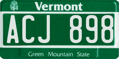 VT license plate ACJ898