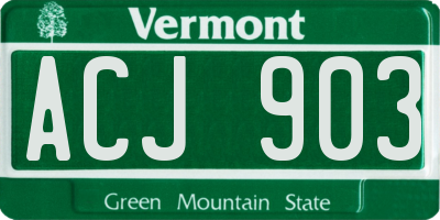 VT license plate ACJ903