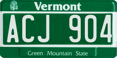 VT license plate ACJ904