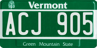 VT license plate ACJ905