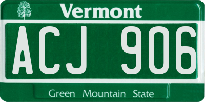 VT license plate ACJ906