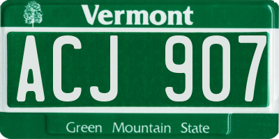 VT license plate ACJ907