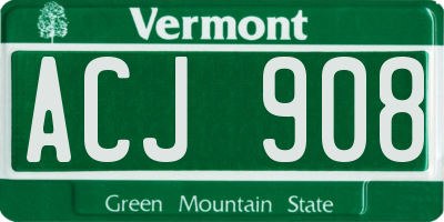 VT license plate ACJ908