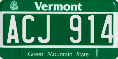 VT license plate ACJ914
