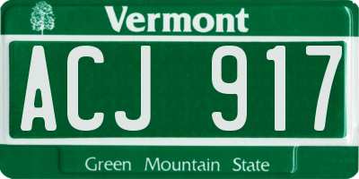 VT license plate ACJ917