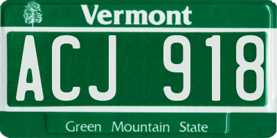 VT license plate ACJ918