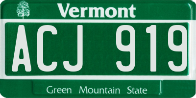 VT license plate ACJ919