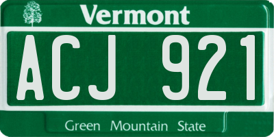 VT license plate ACJ921