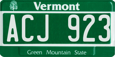 VT license plate ACJ923