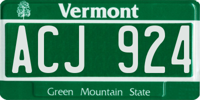 VT license plate ACJ924