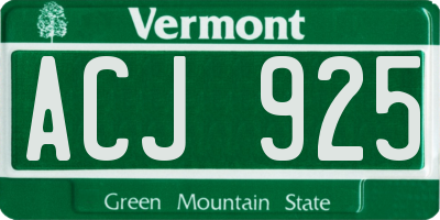 VT license plate ACJ925