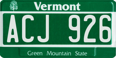 VT license plate ACJ926