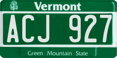 VT license plate ACJ927