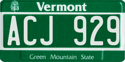 VT license plate ACJ929