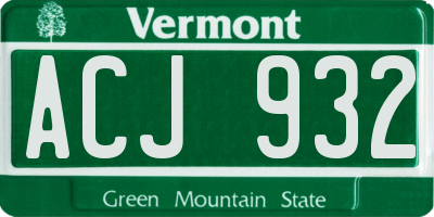 VT license plate ACJ932