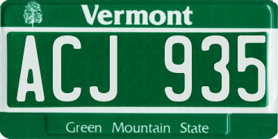 VT license plate ACJ935