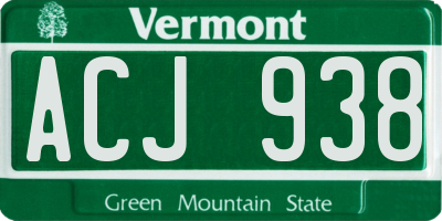 VT license plate ACJ938