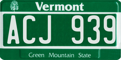 VT license plate ACJ939
