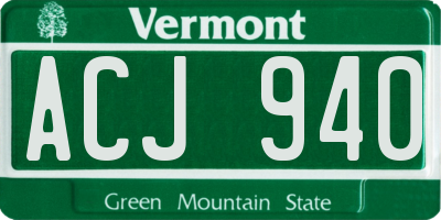 VT license plate ACJ940