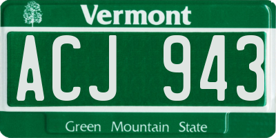 VT license plate ACJ943