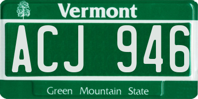 VT license plate ACJ946