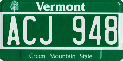 VT license plate ACJ948