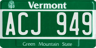 VT license plate ACJ949