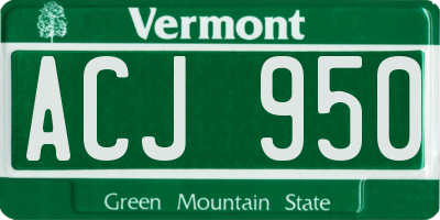 VT license plate ACJ950