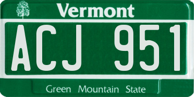VT license plate ACJ951