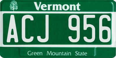 VT license plate ACJ956