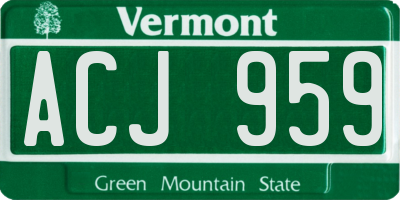 VT license plate ACJ959