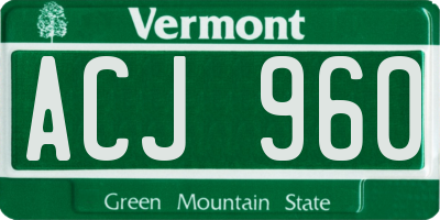VT license plate ACJ960