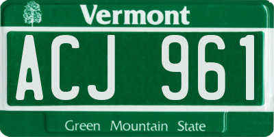 VT license plate ACJ961