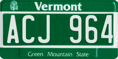 VT license plate ACJ964